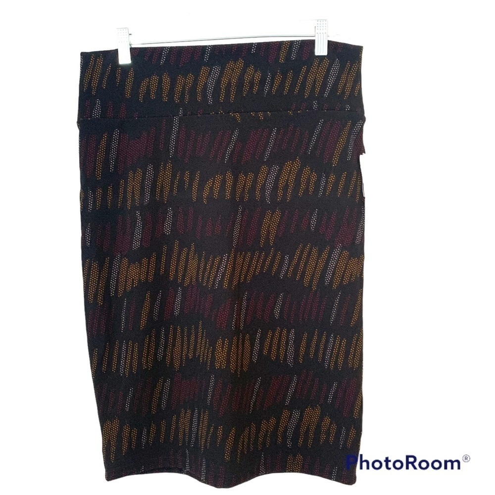 LulaRoe Cassie Black Brush Stroke Print Pencil Skirt Size Large